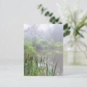 Morgennebel am Teich Postkarte (Stehend Vorderseite)