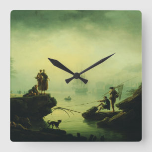 Morgennebel auf See von Joseph Vernet Quadratische Wanduhr