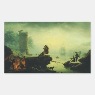 Morgennebel auf See von Joseph Vernet  Rechteckiger Aufkleber
