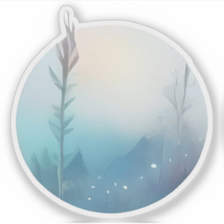 Morgennebel über blauen Hügeln Aufkleber