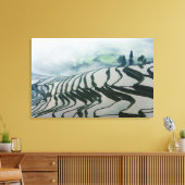Morgennebel über Reisfeldern Leinwanddruck (Insitu (Wohnzimmer))