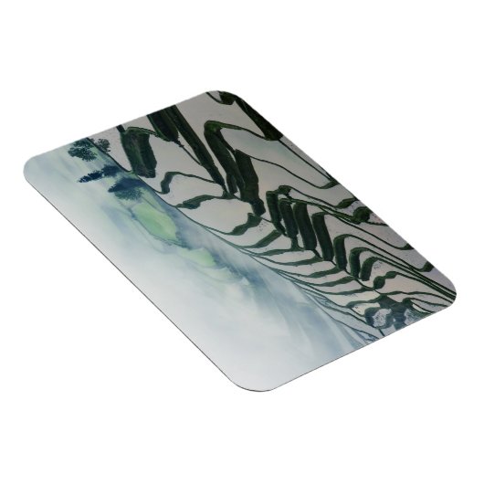 Morgennebel über Reisfeldern Magnet (Rechte Seite)