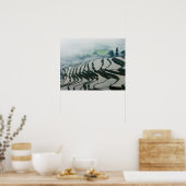 Morgennebel über Reisfeldern Poster (Küche)