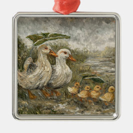 Morgenpendelverkehr Whimsical Farmhouse-Ente Regen Ornament Aus Metall