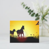 Morgenpferde Postkarte (Stehend Vorderseite)