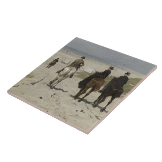 Morgenreiten am Strand (von Anton Mauve) Fliese (Seite)