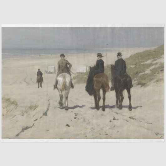Morgenreiten am Strand (von Anton Mauve) Seidenpapier (Vorderseite)