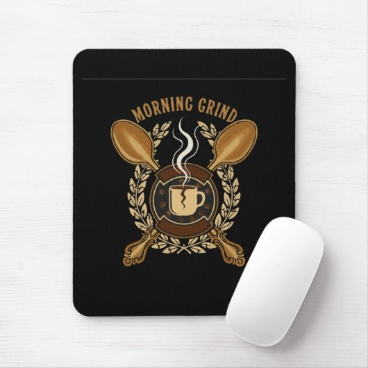 Morgenroutine | Vintage Retro Kaffee Liebhaber Emb Mousepad (Mit Mouse)