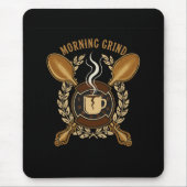 Morgenroutine | Vintage Retro Kaffee Liebhaber Emb Mousepad (Vorne)