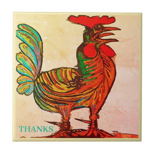 Morgenruf, Rooster, Tile Fliese (Vorderseite)