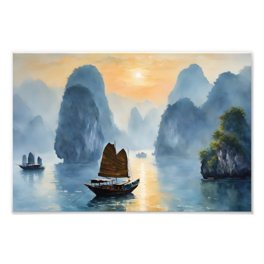 Morgenruhe in Ha Long Bay Fotodruck (Vorne)