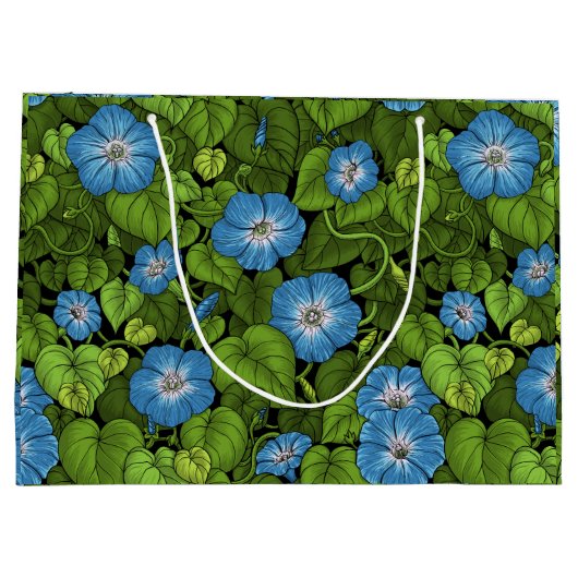 Morgenruhm in Blau und Grün Große Geschenktüte (Rückseite)