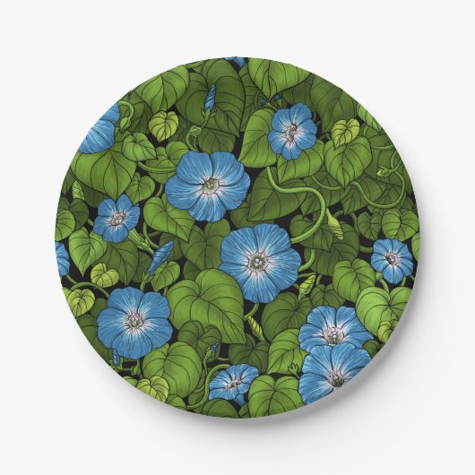 Morgenruhm in Blau und Grün Pappteller (Vorderseite)
