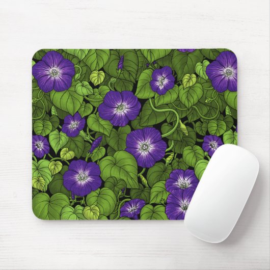 Morgenruhm in lila und grün mousepad (Mit Mouse)