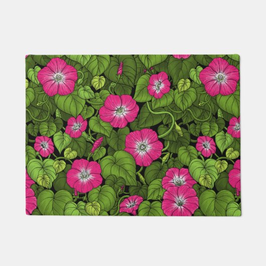 Morgenruhm in Rosa und Grün Fußmatte (Vorderseite)