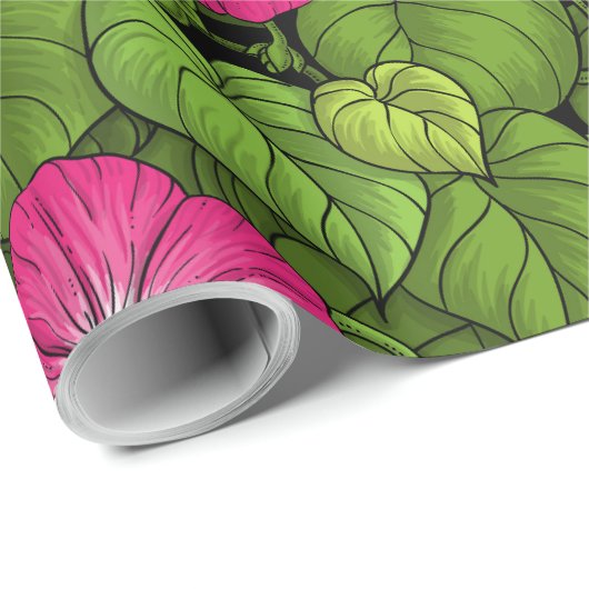 Morgenruhm in Rosa und Grün Geschenkpapier (Rolleneckpunkt)