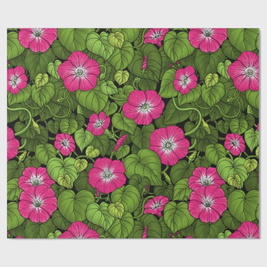 Morgenruhm in Rosa und Grün Geschenkpapier (Flach)