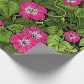 Morgenruhm in Rosa und Grün Geschenkpapier (Ecke)