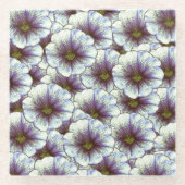 Morgenruhm Lila und weiß Glasuntersetzer (Vorderseite)