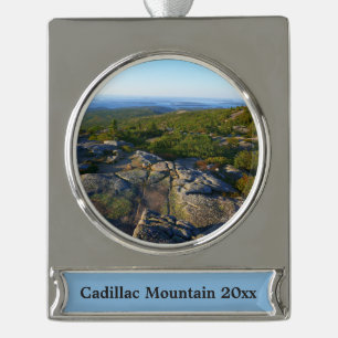 Morgens auf dem Cadillac Mountain at Acadia Banner-Ornament Silber