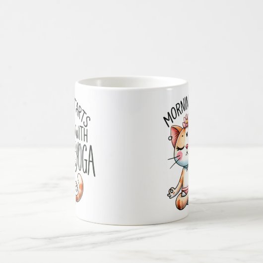 "Morgens beginnt mit Yoga" Funny Cat Lover Kaffeetasse (Mittel)