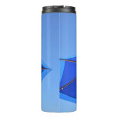 Morgens blauer und brauner Sonnenschirm Thermosbecher (Rückseite)