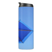 Morgens blauer und brauner Sonnenschirm Thermosbecher (Nach rechts gedreht)