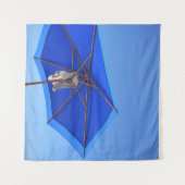 Morgens blauer und brauner Sonnenschirm Wandteppich (Vorderseite (Horizontal))