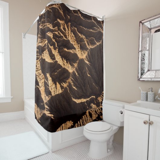 Morgens brauner und schwarzer Sand Duschvorhang (Beispiel)