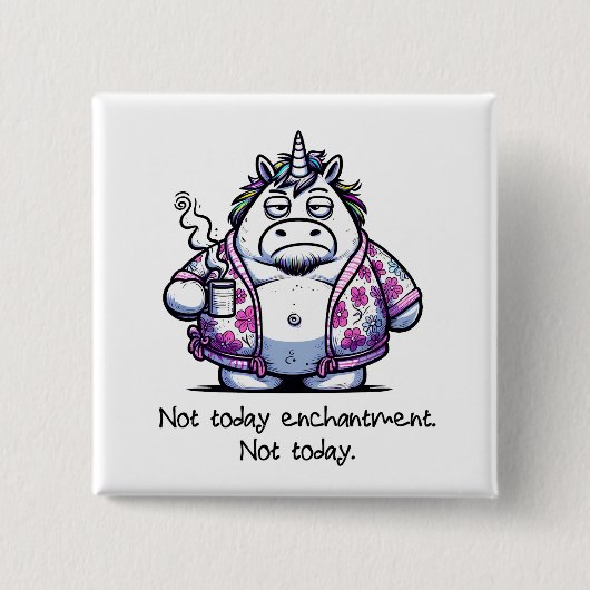 Morgens Einhorn im Badezimmer trinken Kaffee Button (Vorderseite)