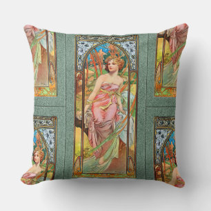 Morgens Erwachen von Alphonse Mucha Throw Kissen
