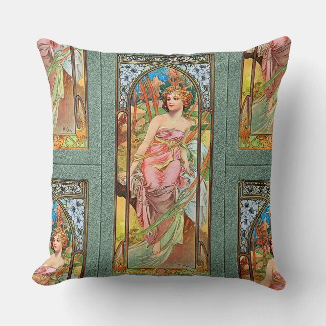 Morgens Erwachen von Alphonse Mucha Throw Kissen (Vorderseite)