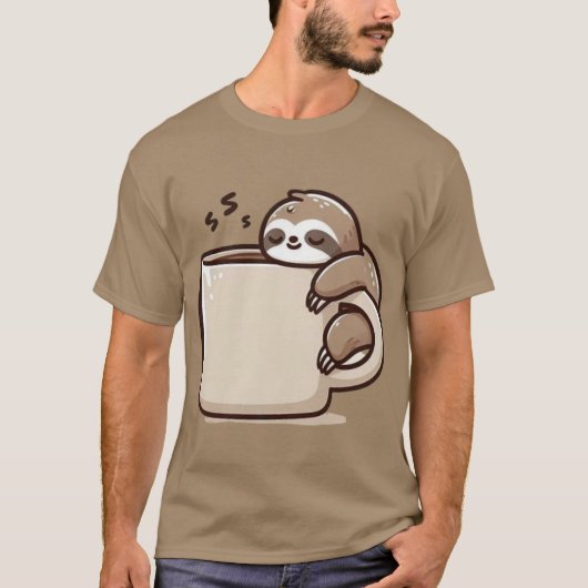 Morgens Faulheit – Hängt am Kaffee T-Shirt (Vorderseite)