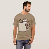 Morgens Faulheit – Hängt am Kaffee T-Shirt (Vorne ganz)