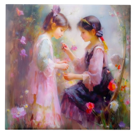 Morgens im Garten Fliese (Vorderseite)