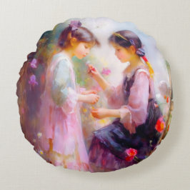 Morgens im Garten Rundes Kissen