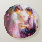 Morgens im Garten Rundes Kissen (Rückseite)