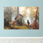 Morgens in einem Kiefernwald Kunst Leinwanddruck (Insitu (Holzboden))