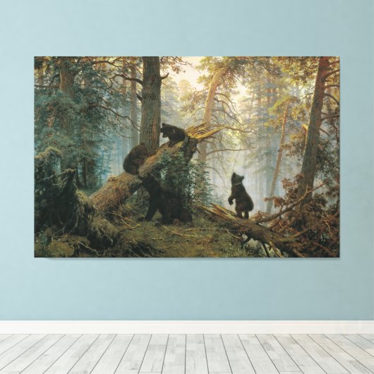 Morgens in einem Kiefernwald Leinwanddruck (Insitu (Holzboden))