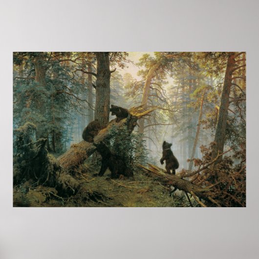 Morgens in einem Kiefernwald Poster (Vorne)