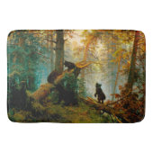 Morgens in einem Pinienwald Bären mit Cubs Shishki Badematte (Vorderseite)