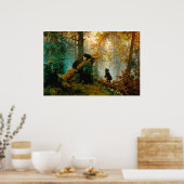 Morgens in einem Pinienwald Bären mit Cubs Shishki Poster (Küche)