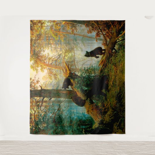 Morgens in einem Pinienwald Bären mit Cubs Shishki Wandteppich (Vorderseite)