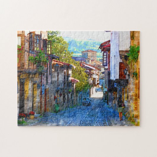 Morgens in Santillana del Mar - Das wahre Spanien Puzzle (Horizontal)