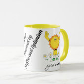 Morgens mit Kaffee und Optimismus Tasse (VorderseiteRechts)