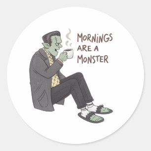 Morgens Monster druckbare Halloween-Aufkleber Runder Aufkleber