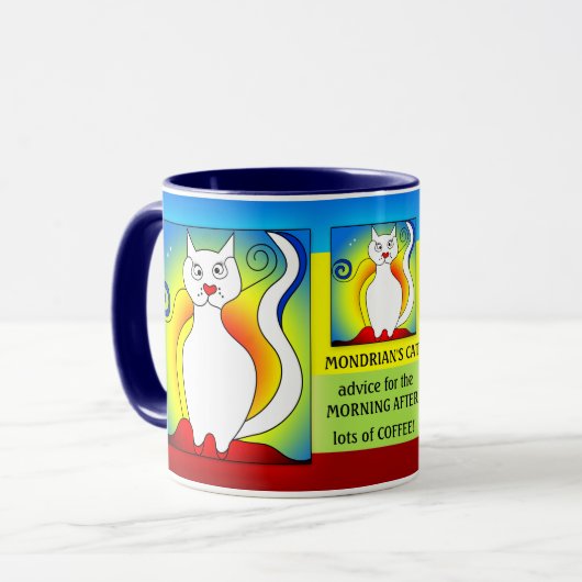 Morgens nach Mondrian Funny Cat Tasse (Vorderseite Links)