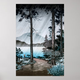 Morgens Regen am Hakone-See von Tsuchiya Koitsu Poster