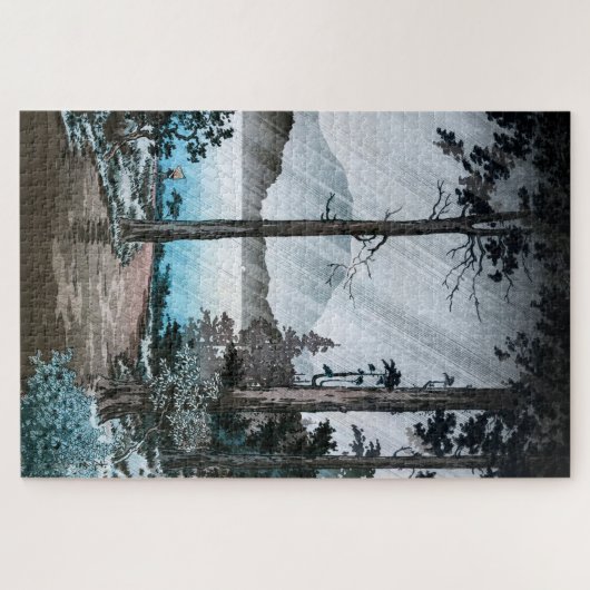 Morgens Regen am Hakone-See von Tsuchiya Koitsu Puzzle (Horizontal)