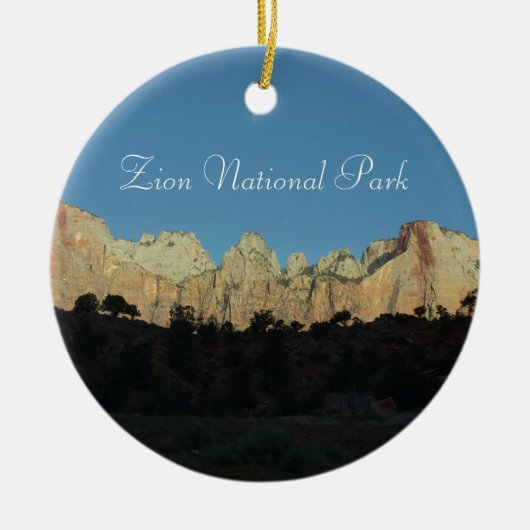 Morgens Rote Felsen im Zion Nationalpark Keramik Ornament (Vorne)